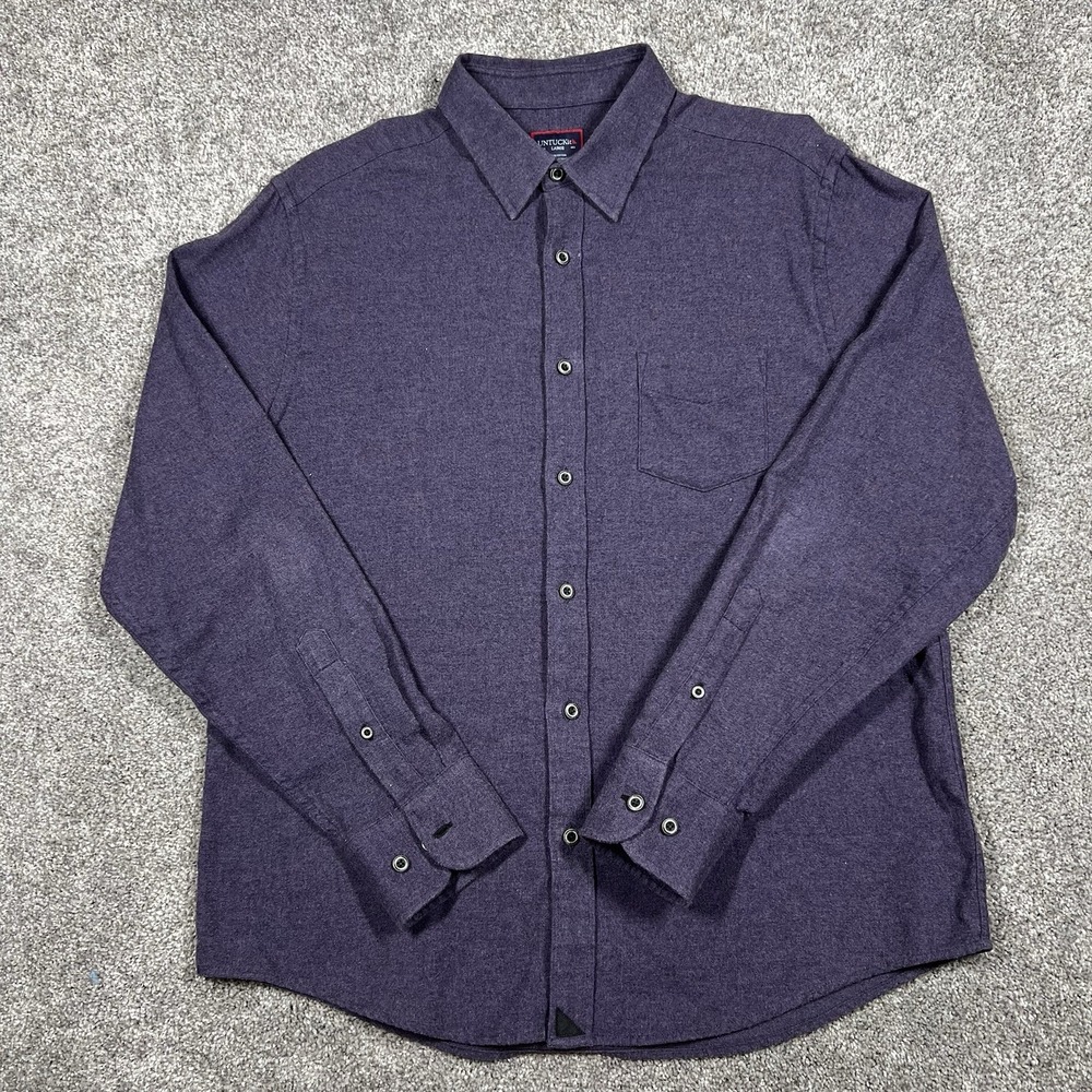 Untuckit Shirt Mens Large Purple Sherwood Button Up Long Sleeve Flannel Brushed - Picture 2 of 10